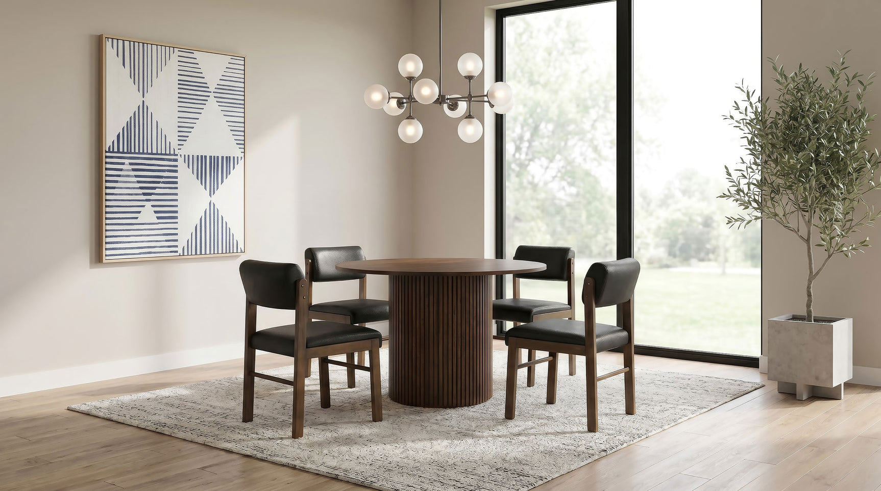 Tampa Furniture Outlet - Coaster - Hamlyn 5-piece Round Wood Dining Set Black and Walnut - 193930WAL-S5C