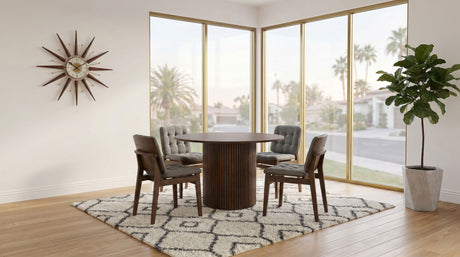 Tampa Furniture Outlet - Coaster - Hamlyn 5-piece Round Wood Dining Set Grey and Walnut - 193930WAL-S5E