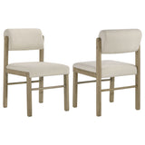 Tampa Furniture Outlet - Coaster - Kehoe Upholstered Dining Side Chair Cream and Natural Oak (Set of 2) - 193932NAT