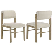 Tampa Furniture Outlet - Coaster - Kehoe Upholstered Dining Side Chair Cream and Natural Oak (Set of 2) - 193932NAT