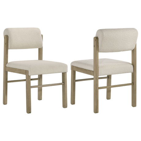 Tampa Furniture Outlet - Coaster - Kehoe Upholstered Dining Side Chair Cream and Natural Oak (Set of 2) - 193932NAT