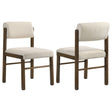 Tampa Furniture Outlet - Coaster - Kehoe Upholstered Dining Side Chair Cream and Walnut (Set of 2) - 193932WAL