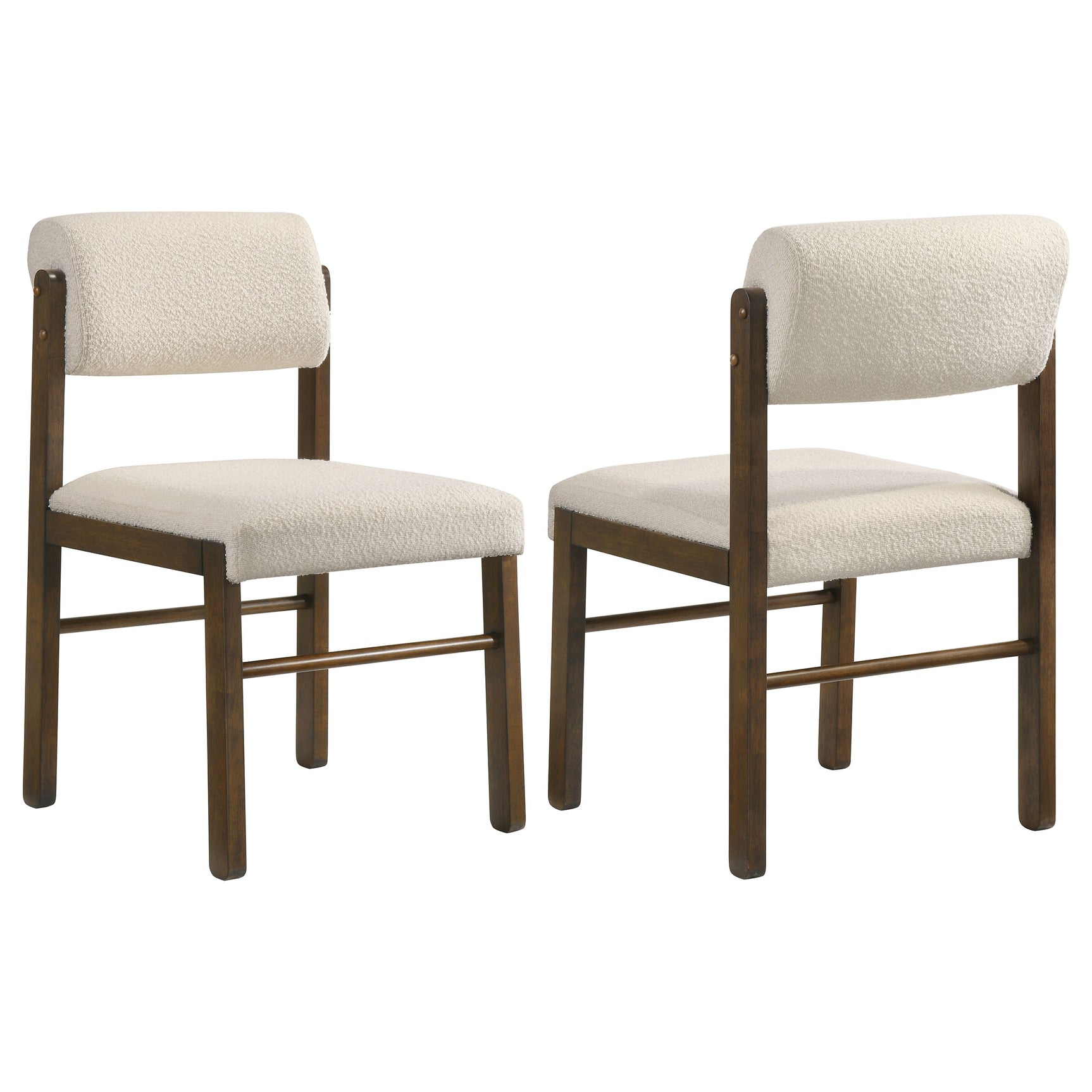 Tampa Furniture Outlet - Coaster - Kehoe Upholstered Dining Side Chair Cream and Walnut (Set of 2) - 193932WAL