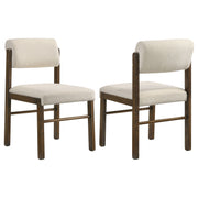 Tampa Furniture Outlet - Coaster - Kehoe Upholstered Dining Side Chair Cream and Walnut (Set of 2) - 193932WAL