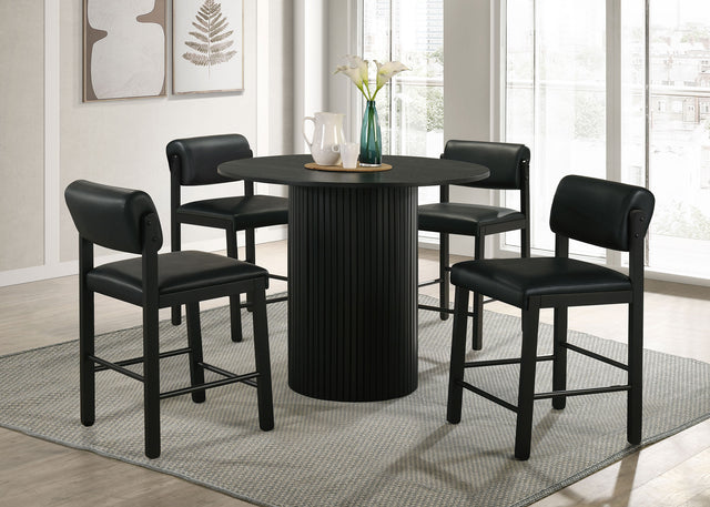 Tampa Furniture Outlet - Coaster - Hamlyn 5-piece Round Wood Counter Height Dining Set Black - 193938BLK-S5C