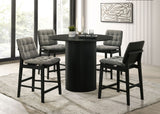 Tampa Furniture Outlet - Coaster - Hamlyn 5-piece Round Wood Counter Height Dining Set Grey and Black - 193938BLK-S5E