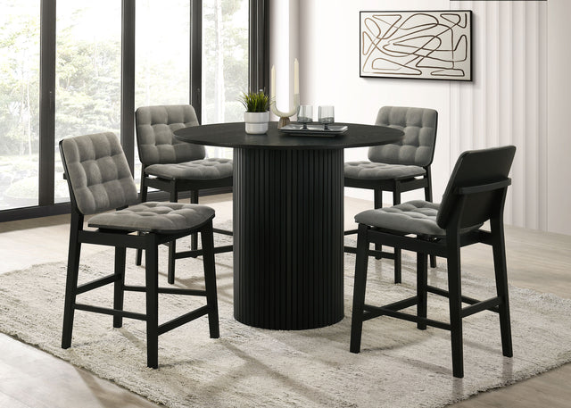 Tampa Furniture Outlet - Coaster - Hamlyn 5-piece Round Wood Counter Height Dining Set Grey and Black - 193938BLK-S5E