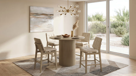 Tampa Furniture Outlet - Coaster - Hamlyn 5-piece Round Wood Counter Height Dining Set Cream and Natural Oak - 193938NAT-S5D