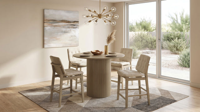 Tampa Furniture Outlet - Coaster - Hamlyn 5-piece Round Wood Counter Height Dining Set Cream and Natural Oak - 193938NAT-S5D