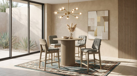 Tampa Furniture Outlet - Coaster - Hamlyn 5-piece Round Wood Counter Height Dining Set Grey and Natural Oak - 193938NAT-S5E