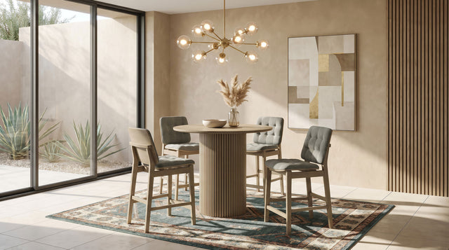 Tampa Furniture Outlet - Coaster - Hamlyn 5-piece Round Wood Counter Height Dining Set Grey and Natural Oak - 193938NAT-S5E