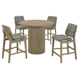 Hamlyn 5-piece Round Wood Counter Height Dining Set Grey and Natural Oak