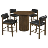 Hamlyn 5-piece Round Wood Counter Height Dining Set Black and Walnut