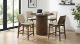 Tampa Furniture Outlet - Coaster - Hamlyn 5-piece Round Wood Counter Height Dining Set Cream and Walnut - 193938WAL-S5D