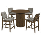 Hamlyn 5-piece Round Wood Counter Height Dining Set Grey and Walnut