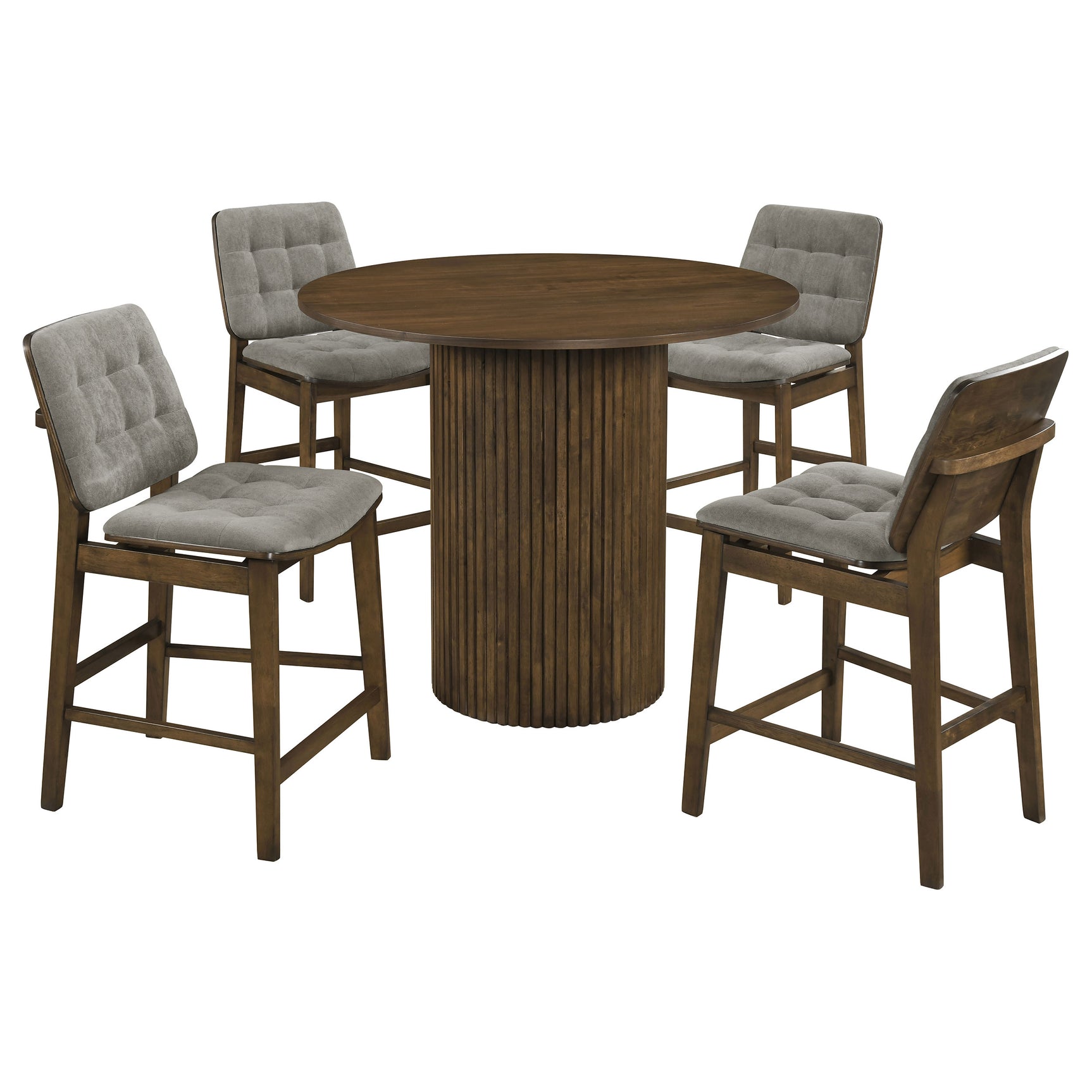 Hamlyn 5-piece Round Wood Counter Height Dining Set Grey and Walnut
