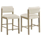 Tampa Furniture Outlet - Coaster - Kehoe Upholstered Counter Height Chair Cream and Natural Oak (Set of 2) - 193939NAT