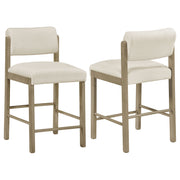 Tampa Furniture Outlet - Coaster - Kehoe Upholstered Counter Height Chair Cream and Natural Oak (Set of 2) - 193939NAT