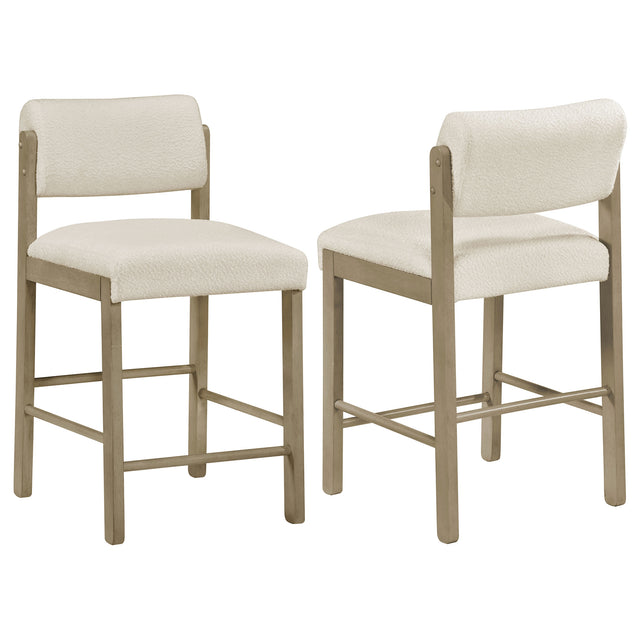 Tampa Furniture Outlet - Coaster - Kehoe Upholstered Counter Height Chair Cream and Natural Oak (Set of 2) - 193939NAT