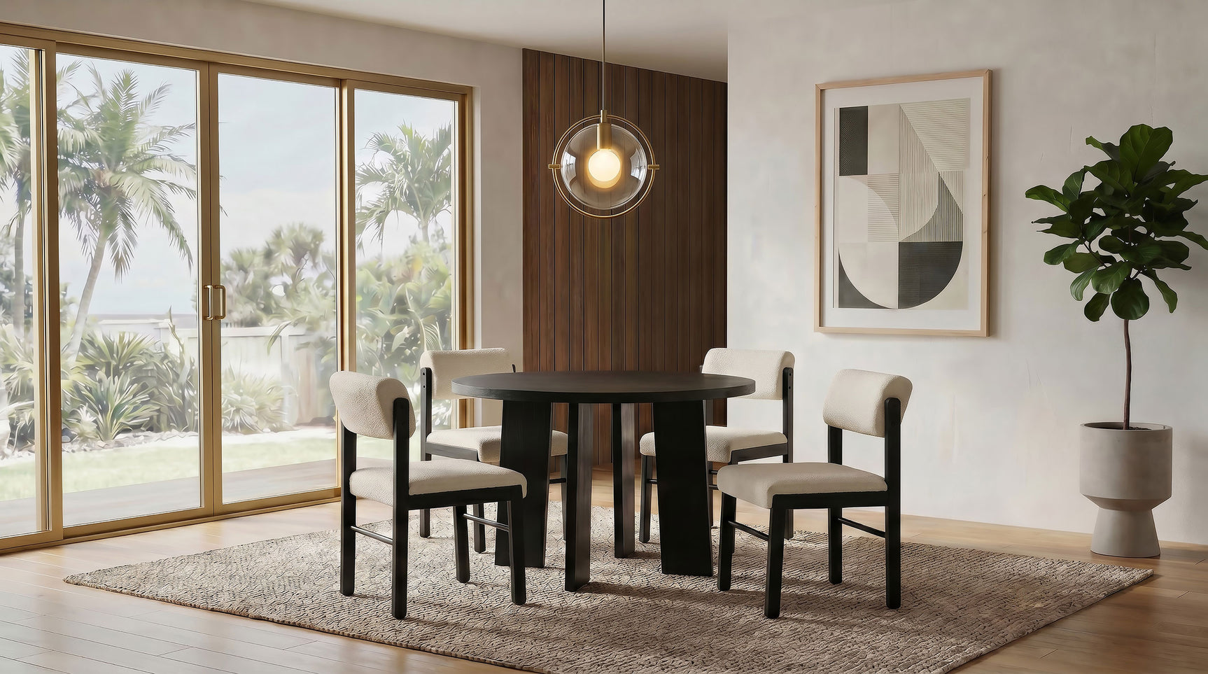 Tampa Furniture Outlet - Coaster - Strouse 5-piece Dining Set Cream and Black - 193940BLK-S5B