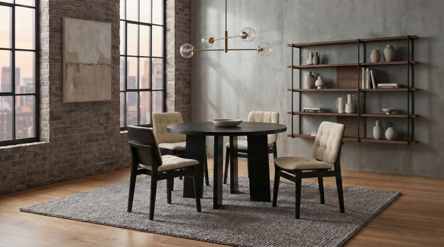 Tampa Furniture Outlet - Coaster - Strouse 5-piece Dining Set Cream and Black - 193940BLK-S5D