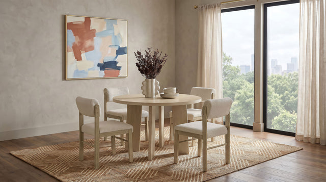 Tampa Furniture Outlet - Coaster - Strouse 5-piece Dining Set Cream and Natural Oak - 193940NAT-S5B