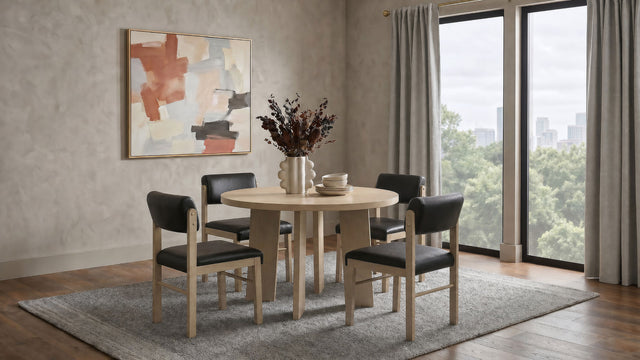 Tampa Furniture Outlet - Coaster - Strouse 5-piece Dining Set Black and Natural Oak - 193940NAT-S5C