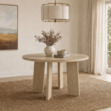 Strouse 47-inch Round Wood Dining Room Table Natural Oak