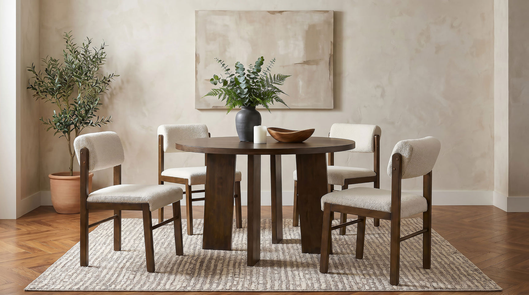 Tampa Furniture Outlet - Coaster - Strouse 5-piece Dining Set Cream and Walnut - 193940WAL-S5B