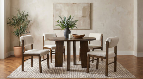 Tampa Furniture Outlet - Coaster - Strouse 5-piece Dining Set Cream and Walnut - 193940WAL-S5B