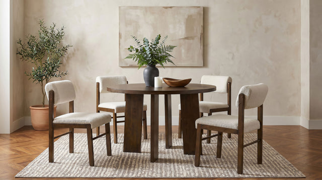 Tampa Furniture Outlet - Coaster - Strouse 5-piece Dining Set Cream and Walnut - 193940WAL-S5B