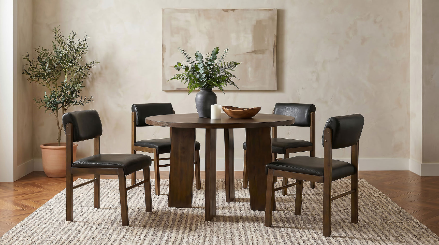 Tampa Furniture Outlet - Coaster - Strouse 5-piece Dining Set Black and Walnut - 193940WAL-S5C