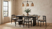 Tampa Furniture Outlet - Coaster - Decker 7-piece 82-inch Rectangular Dining Set Wheat and Black - 193951BLK-S7A