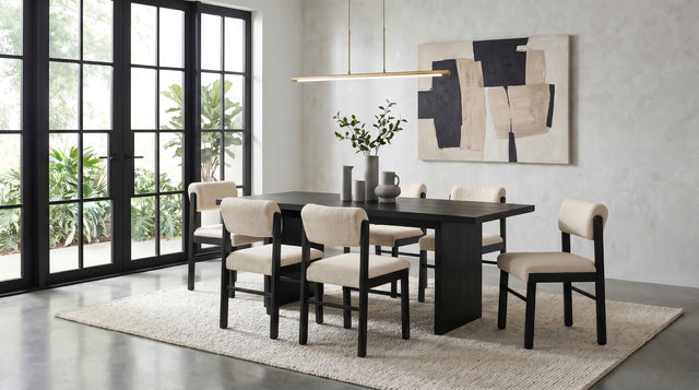 Tampa Furniture Outlet - Coaster - Decker 7-piece 82-inch Rectangular Dining Set Cream and Black - 193951BLK-S7B