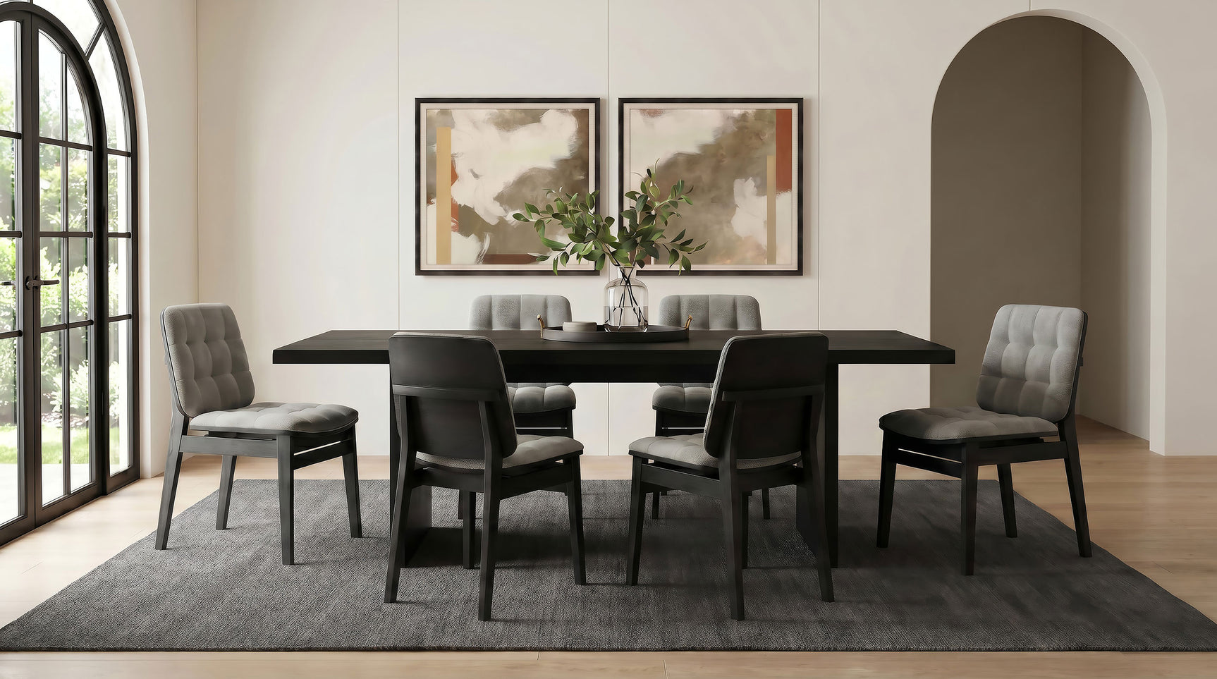 Tampa Furniture Outlet - Coaster - Decker 7-piece 82-inch Rectangular Dining Set Grey and Black - 193951BLK-S7E