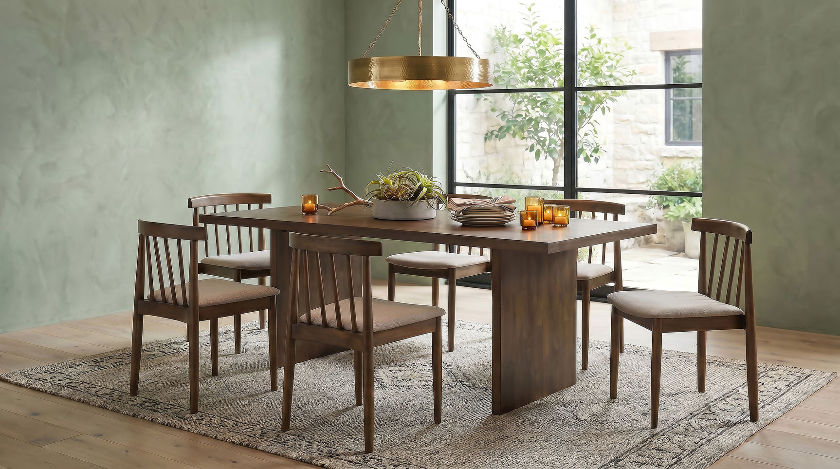 Tampa Furniture Outlet - Coaster - Decker 7-piece 82-inch Rectangular Dining Set Wheat and Walnut - 193951WAL-S7A