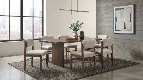 Tampa Furniture Outlet - Coaster - Decker 7-piece 82-inch Rectangular Dining Set Cream and Walnut - 193951WAL-S7B