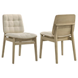 Tampa Furniture Outlet - Coaster - Redbridge Upholstered Side Chair Cream and Natural Oak (Set of 2) - 193952NAT