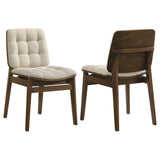 Tampa Furniture Outlet - Coaster - Redbridge Upholstered Side Chair Cream and Walnut (Set of 2) - 193952WAL