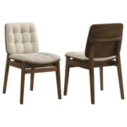 Tampa Furniture Outlet - Coaster - Redbridge Upholstered Side Chair Cream and Walnut (Set of 2) - 193952WAL