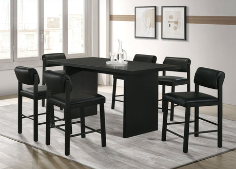 Tampa Furniture Outlet - Coaster - Decker 7-piece 70-inch Rectangular Counter Height Dining Set Black - 193958BLK-S7C