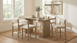 Tampa Furniture Outlet - Coaster - Decker 7-piece 70-inch Rectangular Counter Height Dining Set Cream and Natural Oak - 193958NAT-S7B