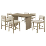 Decker 7-piece 70-inch Rectangular Counter Height Dining Set Cream and Natural Oak