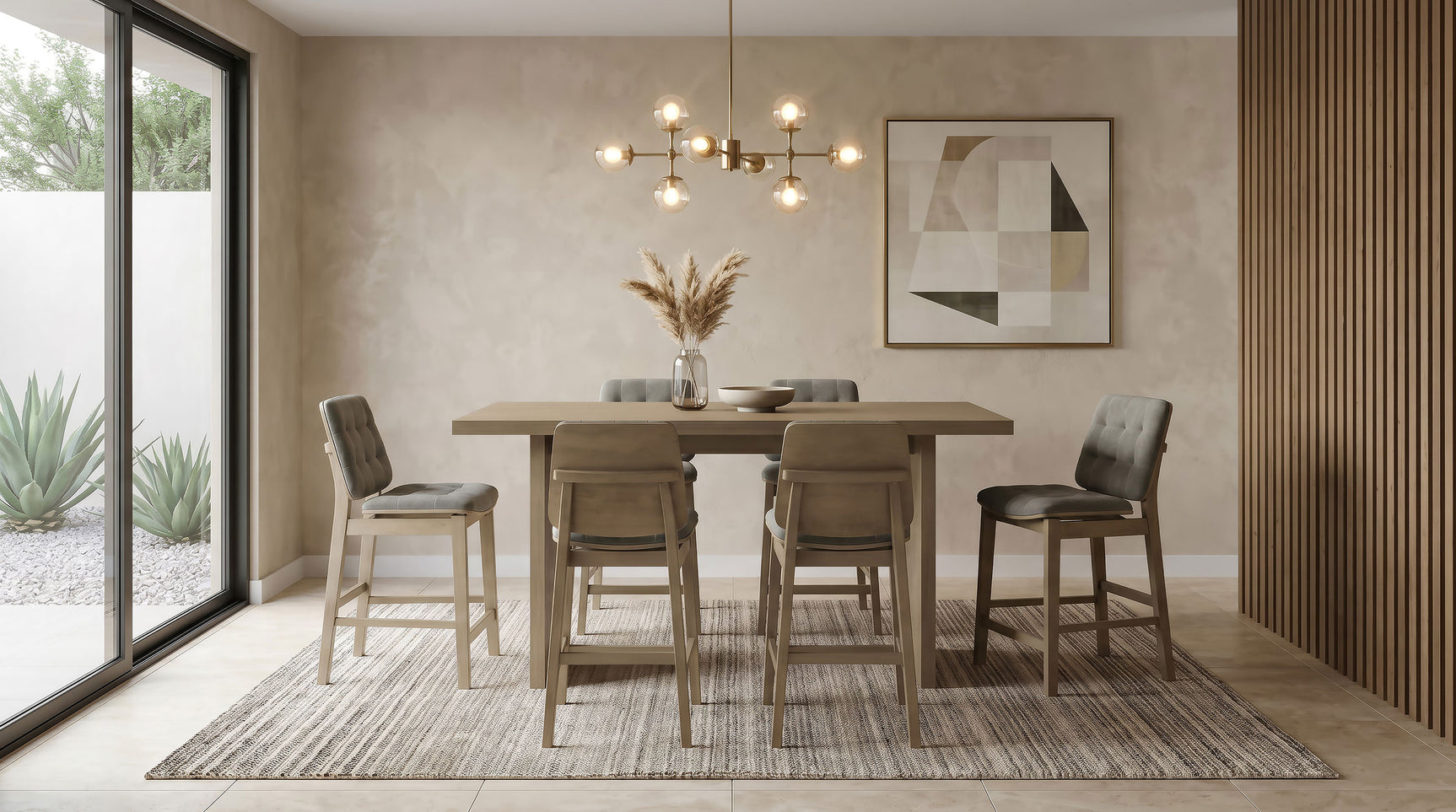 Tampa Furniture Outlet - Coaster - Decker 7-piece 70-inch Rectangular Counter Height Dining Set Grey and Natural Oak - 193958NAT-S7E