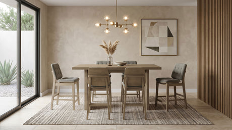 Tampa Furniture Outlet - Coaster - Decker 7-piece 70-inch Rectangular Counter Height Dining Set Grey and Natural Oak - 193958NAT-S7E