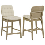 Tampa Furniture Outlet - Coaster - Redbridge Upholstered Counter Chair Cream and Natural Oak (Set of 2) - 193959NAT