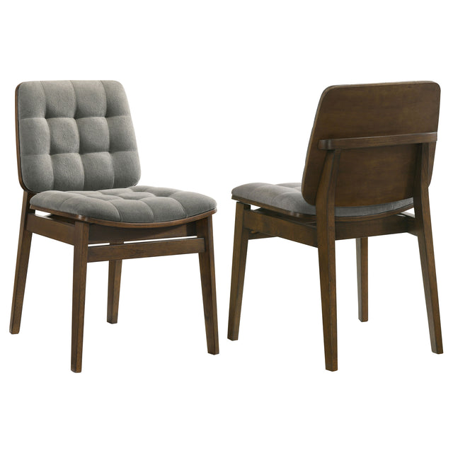Tampa Furniture Outlet - Coaster - Redbridge Upholstered Side Chair Grey and Walnut (Set of 2) - 193962WAL