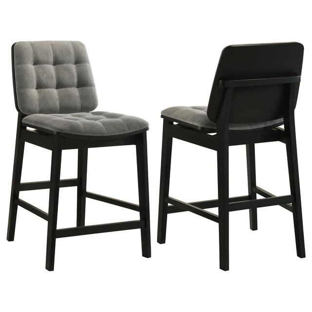 Tampa Furniture Outlet - Coaster - Redbridge Upholstered Counter Chair Grey and Black (Set of 2) - 193969BLK