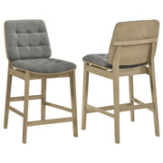 Tampa Furniture Outlet - Coaster - Redbridge Upholstered Counter Chair Grey and Natural Oak (Set of 2) - 193969NAT