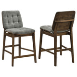 Tampa Furniture Outlet - Coaster - Redbridge Upholstered Counter Chair Grey and Walnut (Set of 2) - 193969WAL